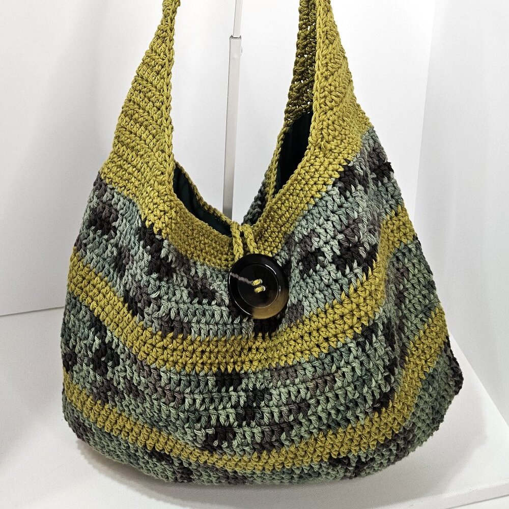 Oversized Crochet Green Patterned Tote